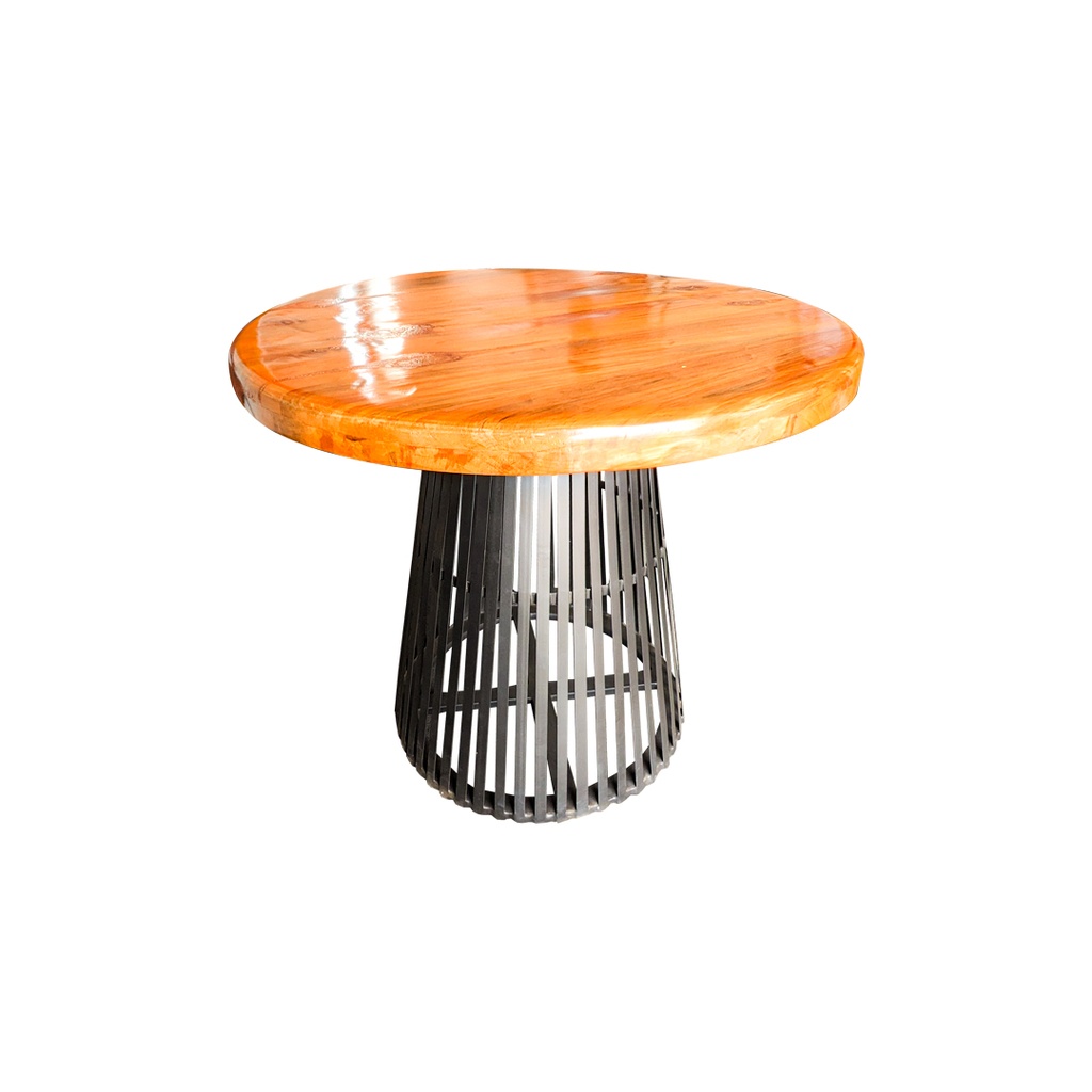 Wooden and steel round dining table