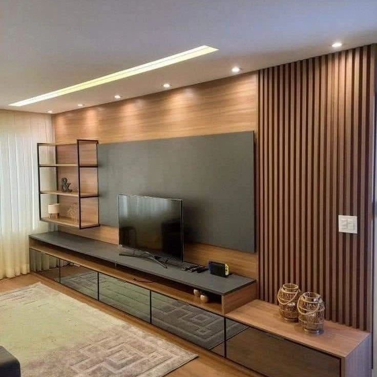 TV unit back paneling with modern idea 