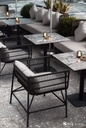 Outdoor Steel Frame Table and 2 Chair Set with Removable Cushions