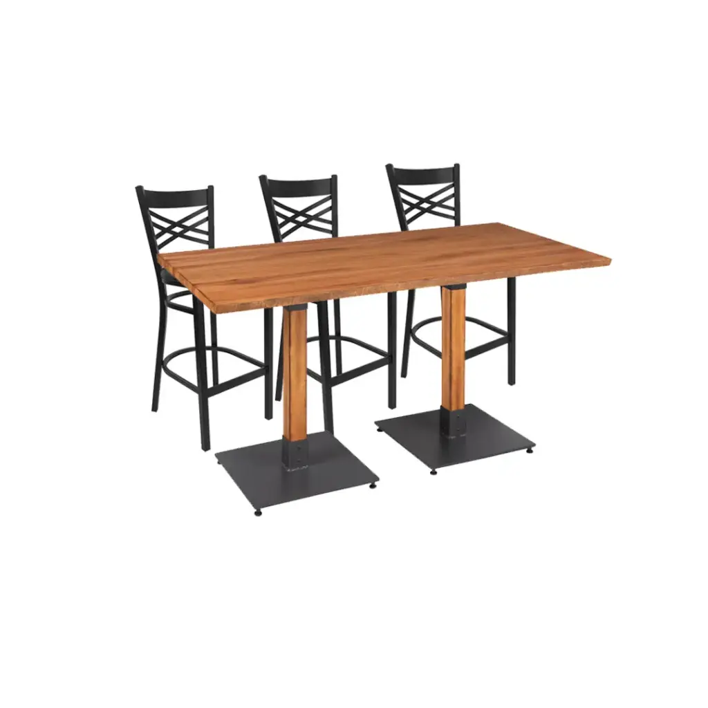 Modern Hardwood Square Table with Cushioned Chair