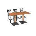 Modern Hardwood Square Table with Cushioned Chair