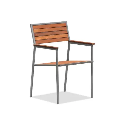 Pine wood and steel outdoor chair