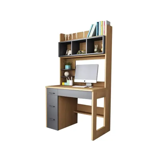 Modern Study Desk with Storage Shelves