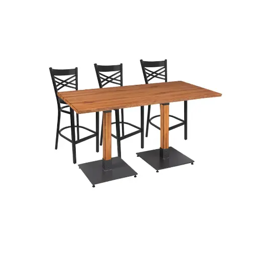 Modern Hardwood Square Table with Cushioned Chair